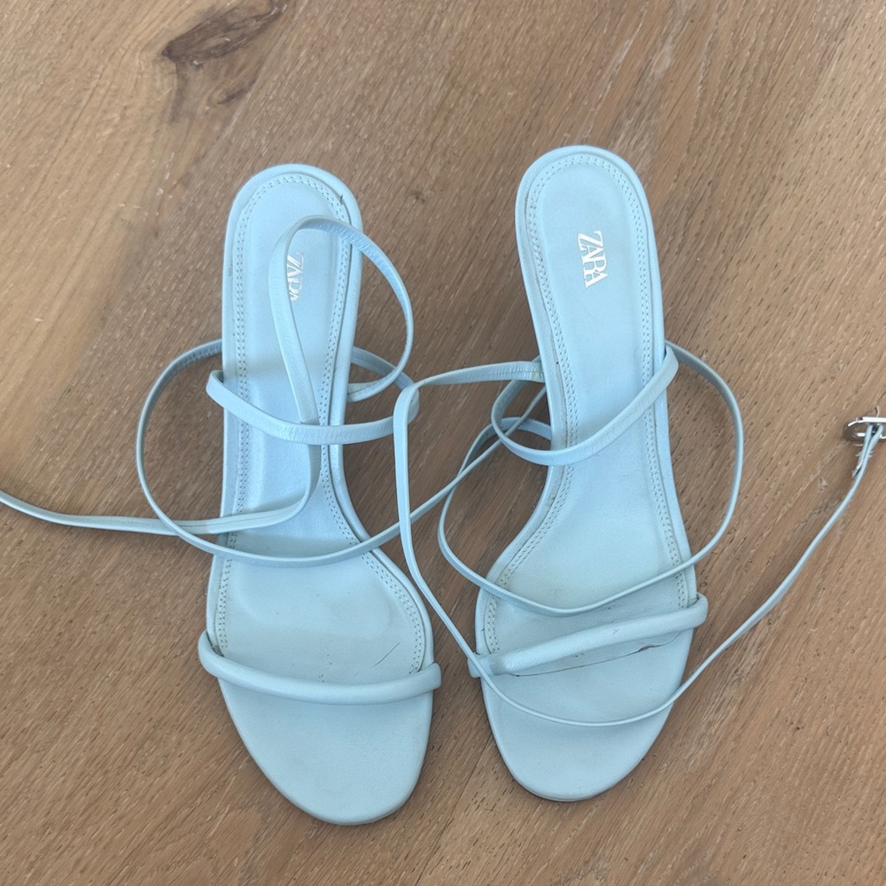 Zara Women's Light Blue Strappy Heels - Picture 2 of 3
